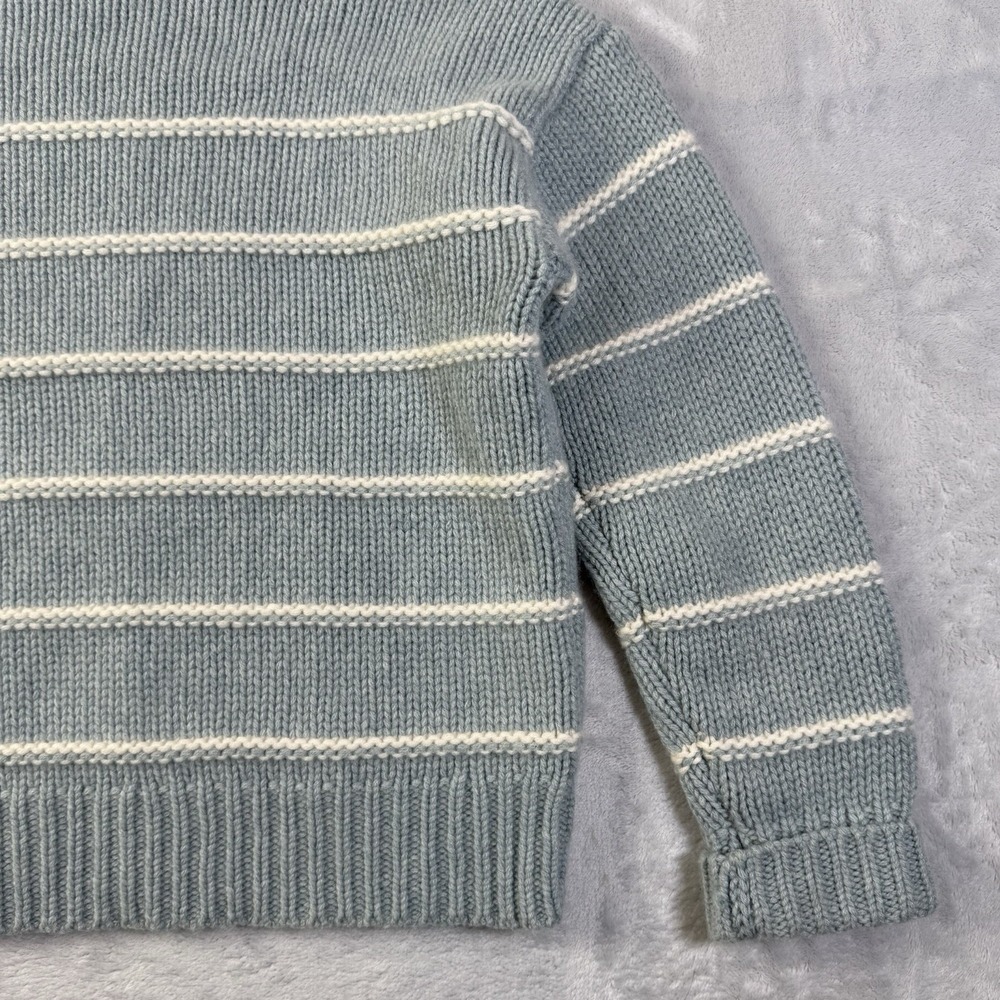 Garnet Hill 100% Recycled Cashmere Turtleneck Sweater Women's XS Blue Striped - Picture 11 of 13